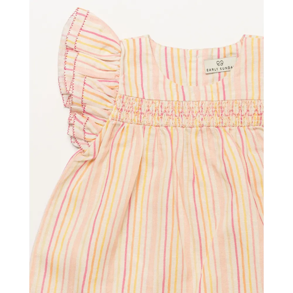 Early Sunday Sienna Baby Dress &amp; Bloomer Set - Pink Stripes