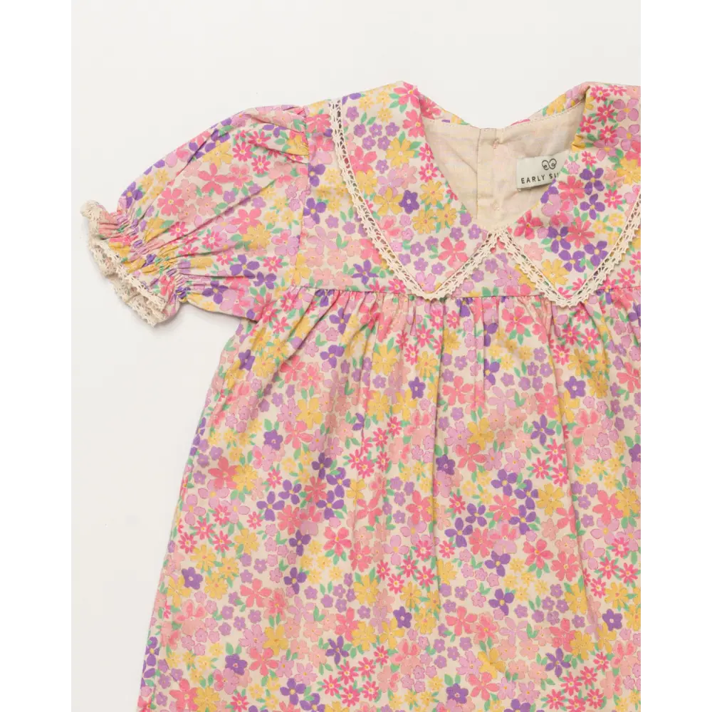 Early Sunday Sofia Baby Dress &amp; Bloomer Set - Emma Floral Purple