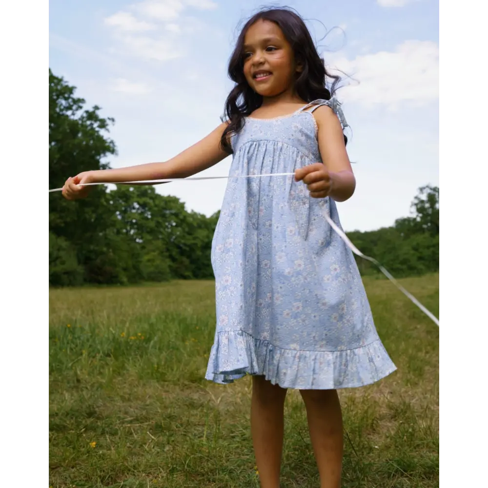 Early Sunday Alena Dress - Tonal Floral Blue Print