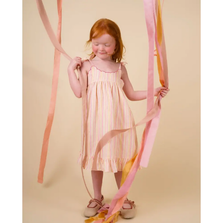 Early Sunday Alena Dress - Pink Strips Print
