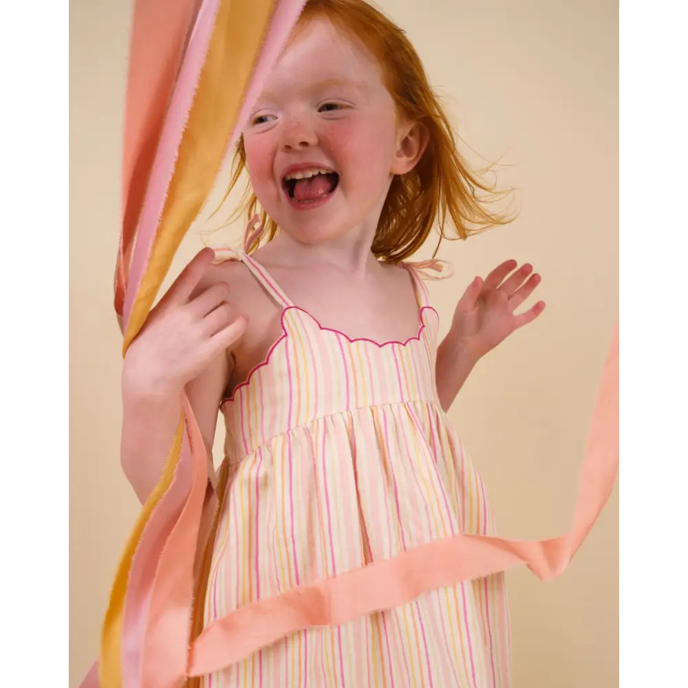 Early Sunday Alena Dress - Pink Strips Print