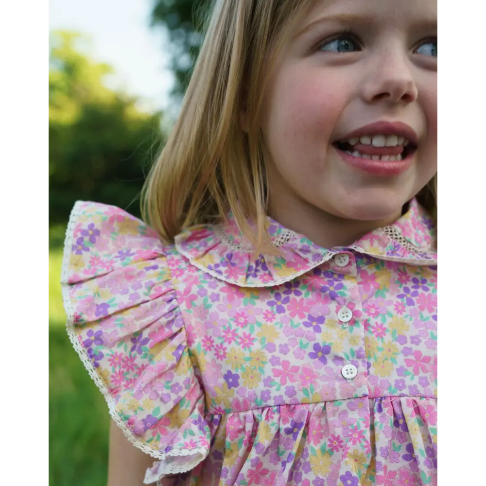 Early Sunday Charlie Blouse - Emma Floral Purple Print