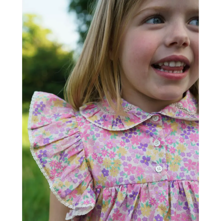 Early Sunday Charlie Blouse - Emma Floral Purple Print
