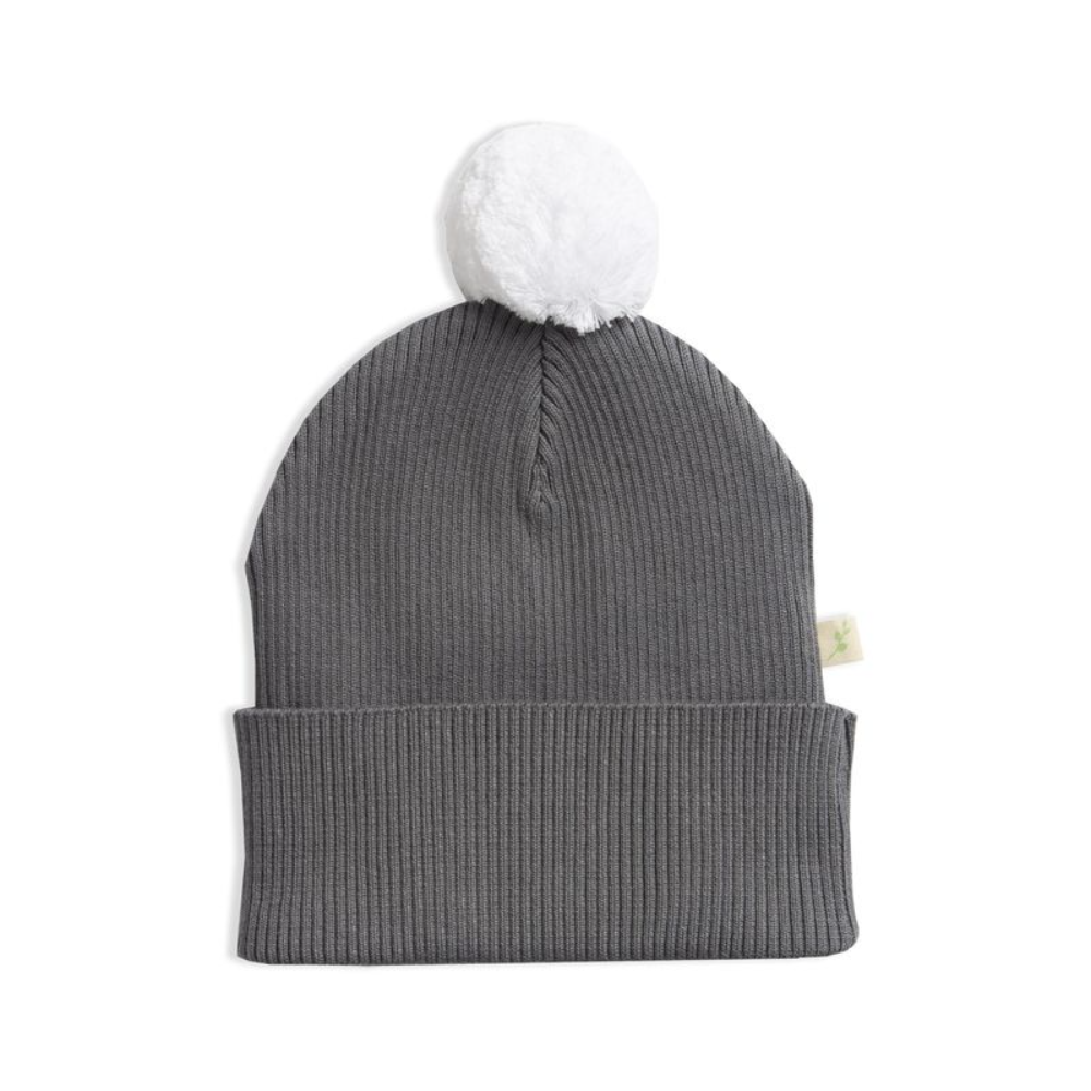 Tiny Twig Knitted Pom Pom Beanie Soft Grey