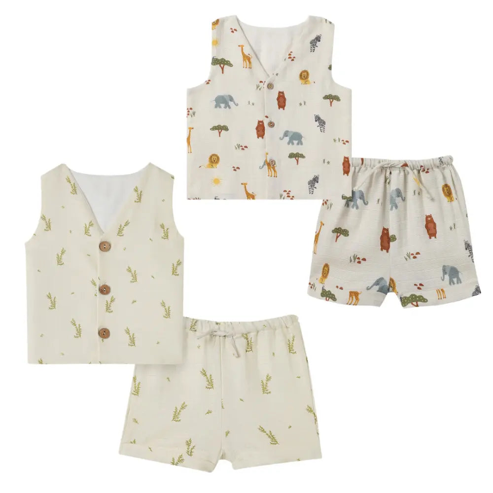 Dulaar Organic Muslin Vest &amp; Shorts Set (Set of 2)