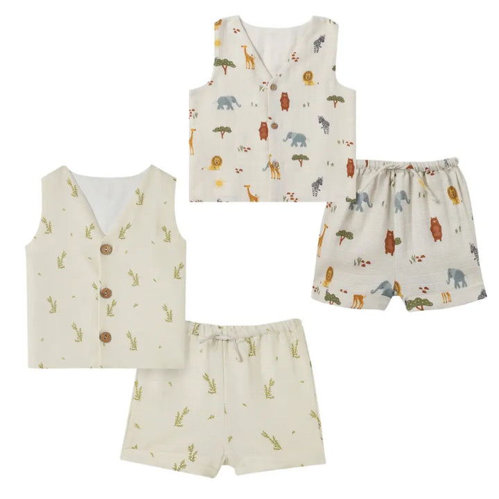 Dulaar Organic Muslin Vest &amp; Shorts Set (Set of 2)