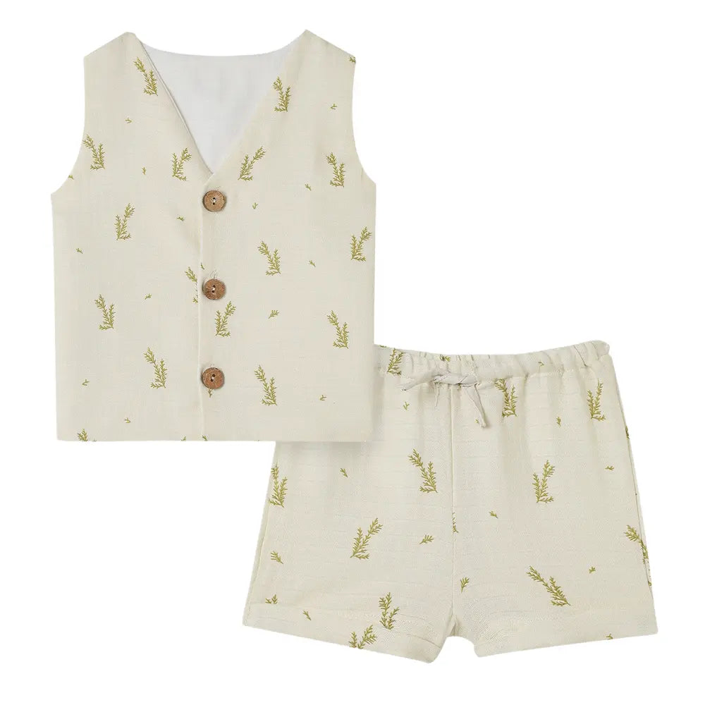 Dulaar Organic Muslin Vest &amp; Shorts Set (Set of 2)
