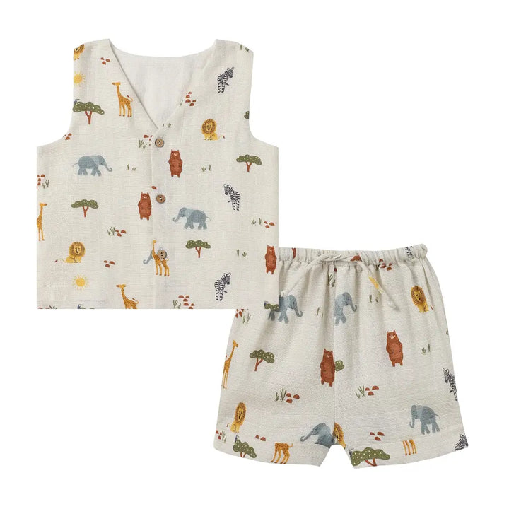 Dulaar Organic Muslin Vest &amp; Shorts Set (Set of 2)