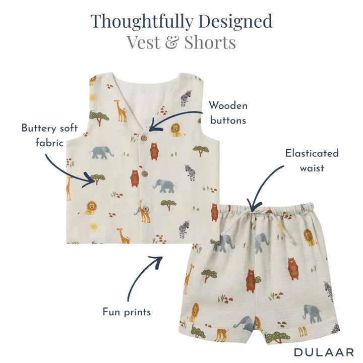 Dulaar Organic Muslin Vest &amp; Shorts Set (Set of 2)