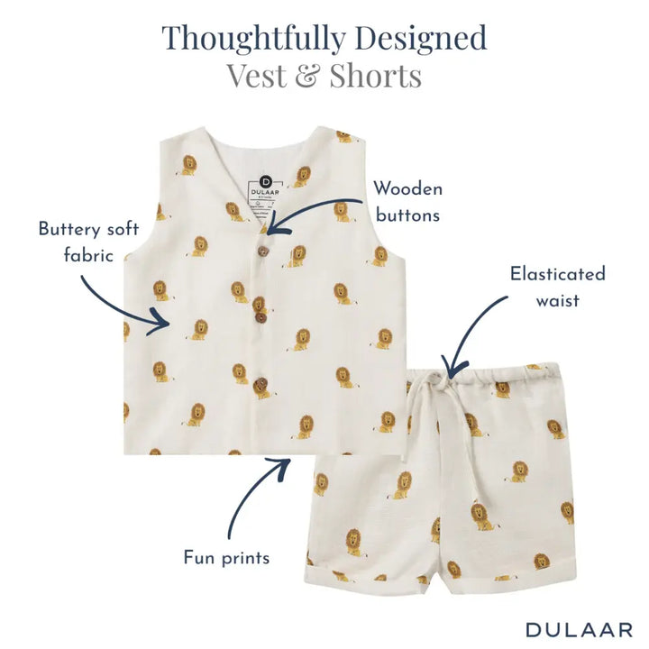 Dulaar Organic Muslin Vest &amp; Shorts Set (6-12 Months)