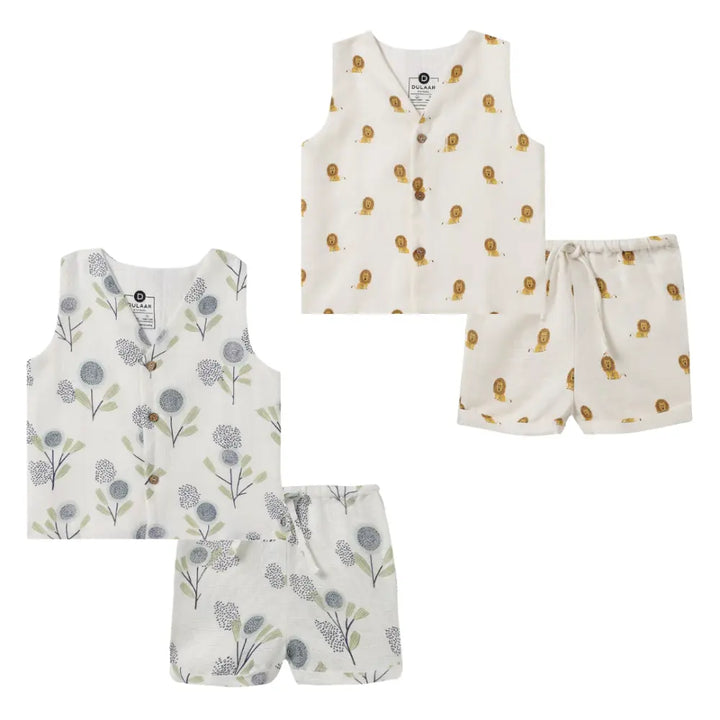 Dulaar Organic Muslin Vest &amp; Shorts Set (Set of 2)