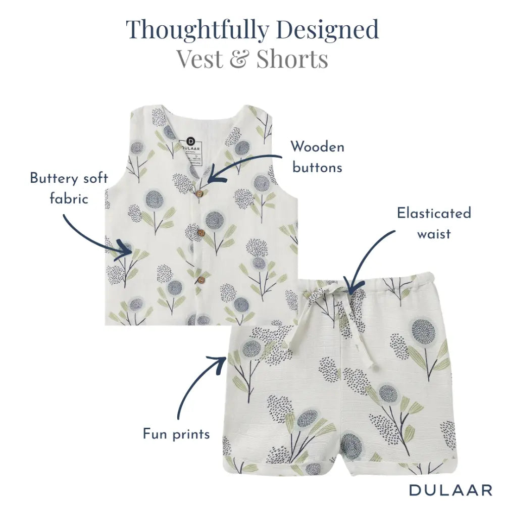 Dulaar Organic Muslin Vest &amp; Shorts Set (6-12 Months)