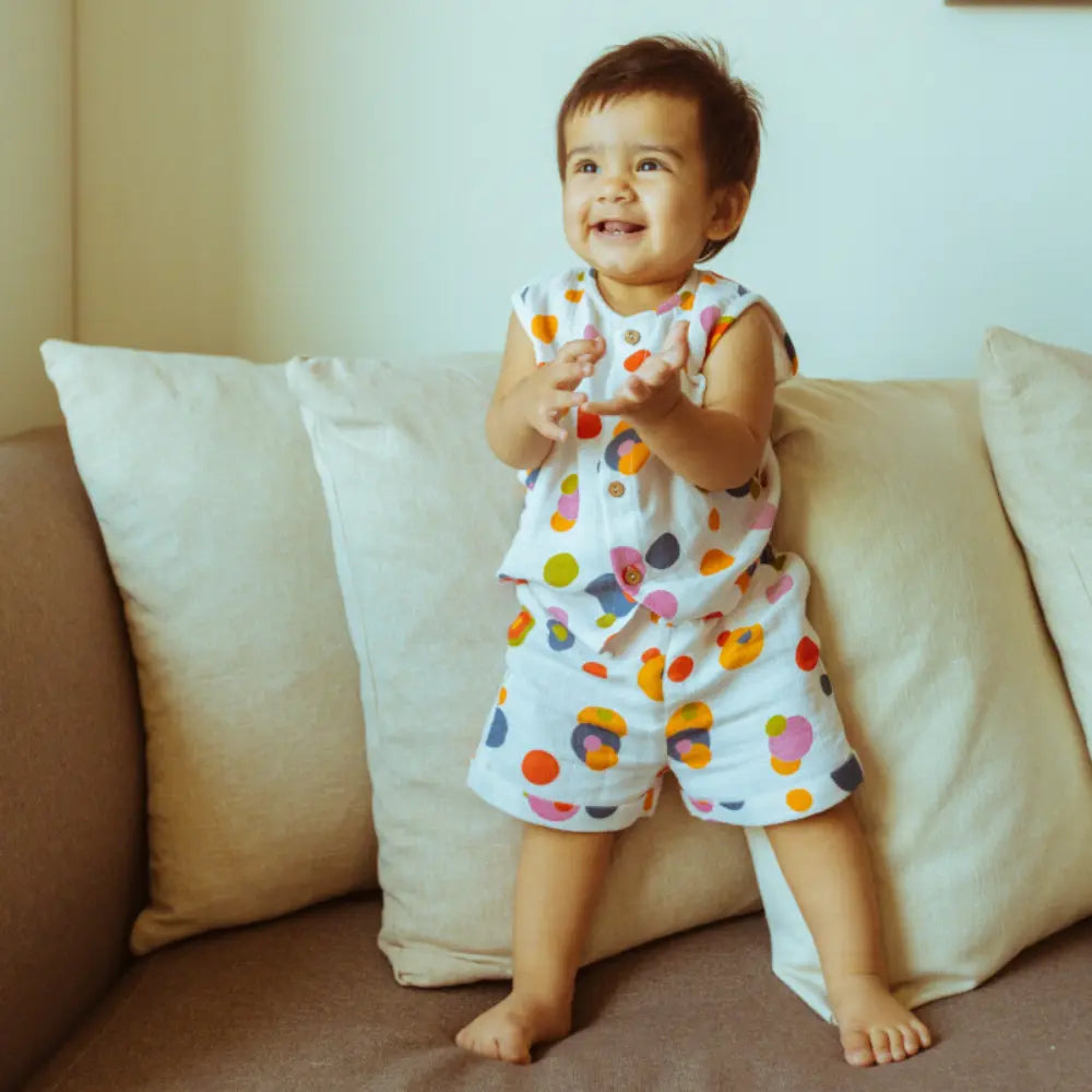 Dulaar Organic Muslin Vest &amp; Shorts Set-Pack Of 2 (6-12 Months)