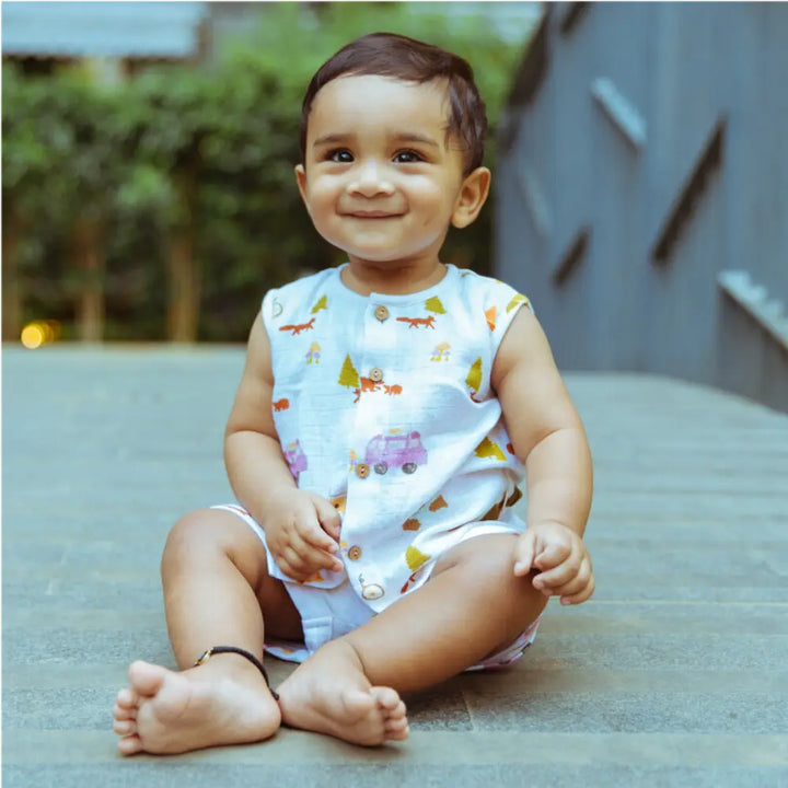 Dulaar Organic Muslin Vest &amp; Shorts Set (6-12 Months)