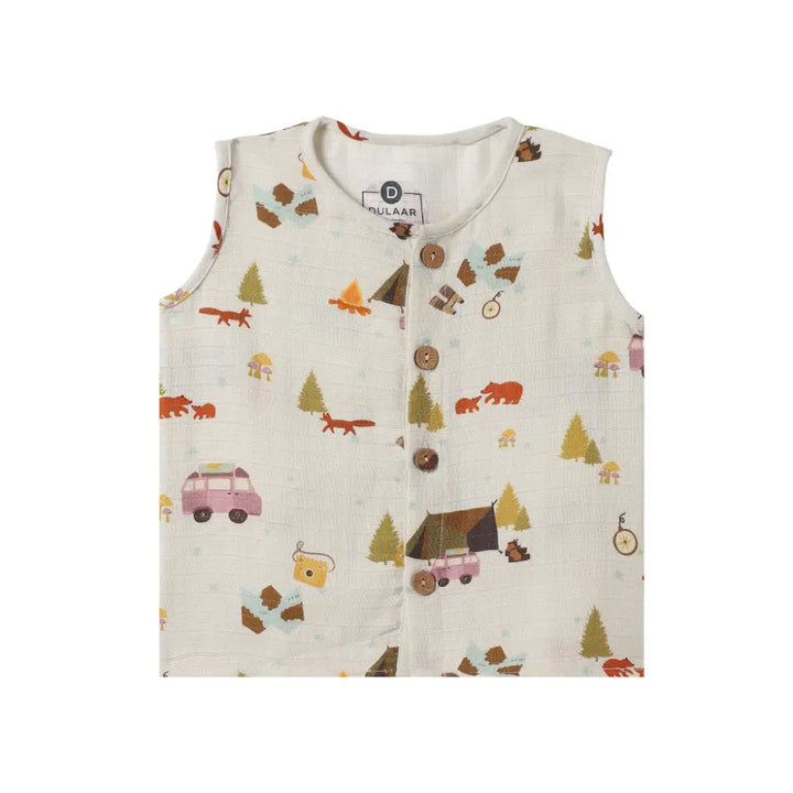 Dulaar Organic Muslin Vest &amp; Shorts Set (6-12 Months)
