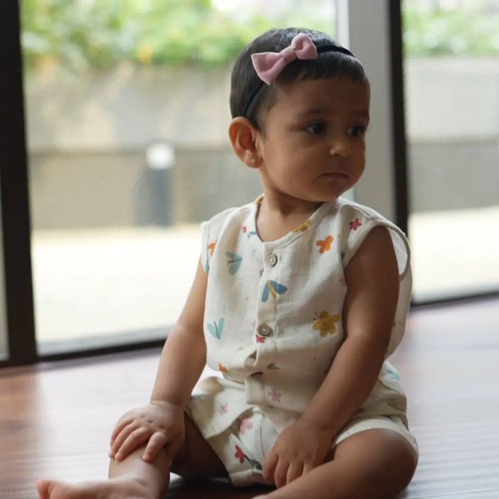 Dulaar Organic Muslin Vest &amp; Shorts Set - A World in Bloom