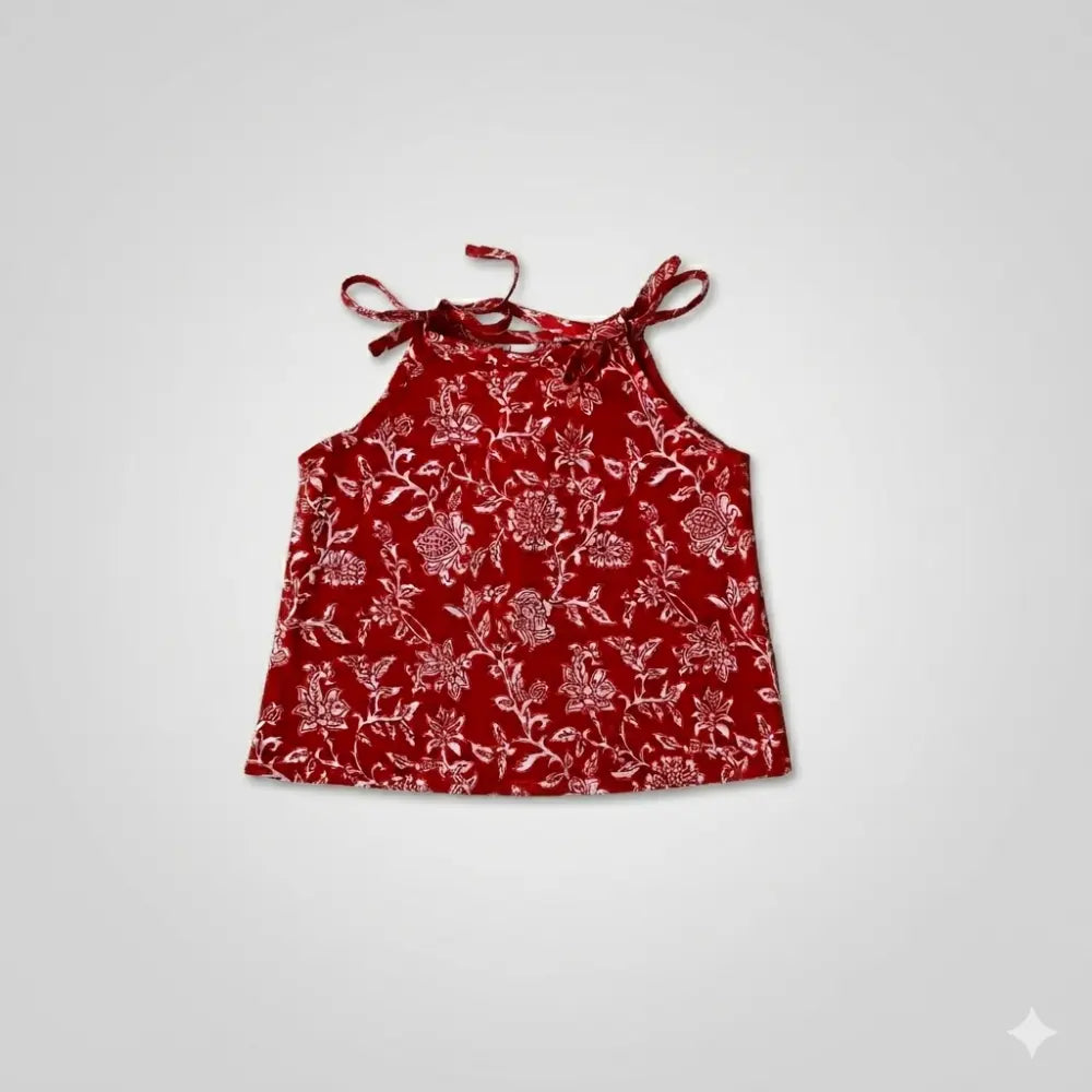 Bhaakur Organic Cotton Set of 3 Printed Tops for Girls - Green Floral