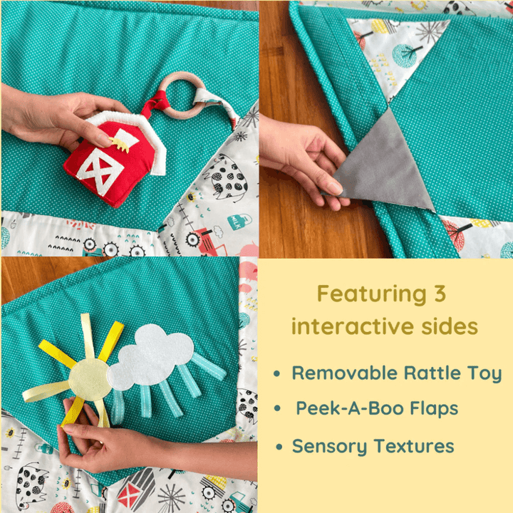 GWD Kids Farm Animals Play Gym &amp; Sensory Mat Set