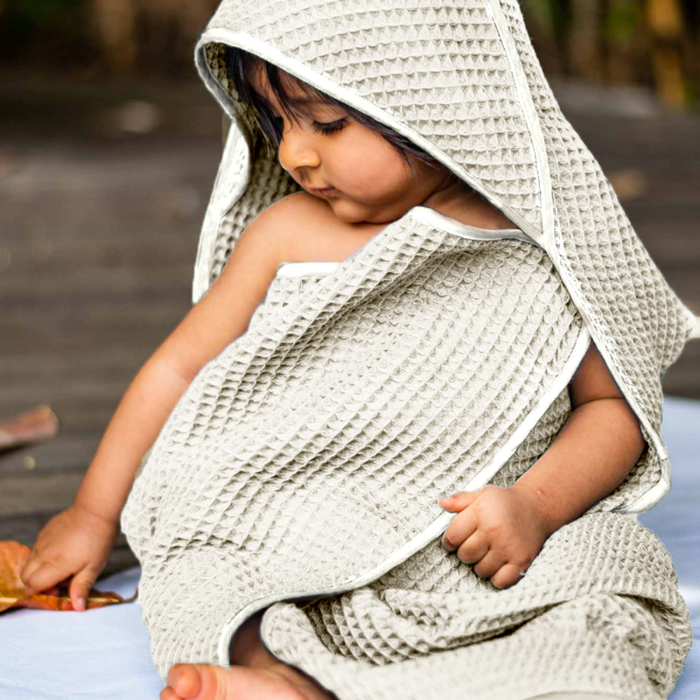 Whitewater Kids Organic Waffle Hooded Towel Set