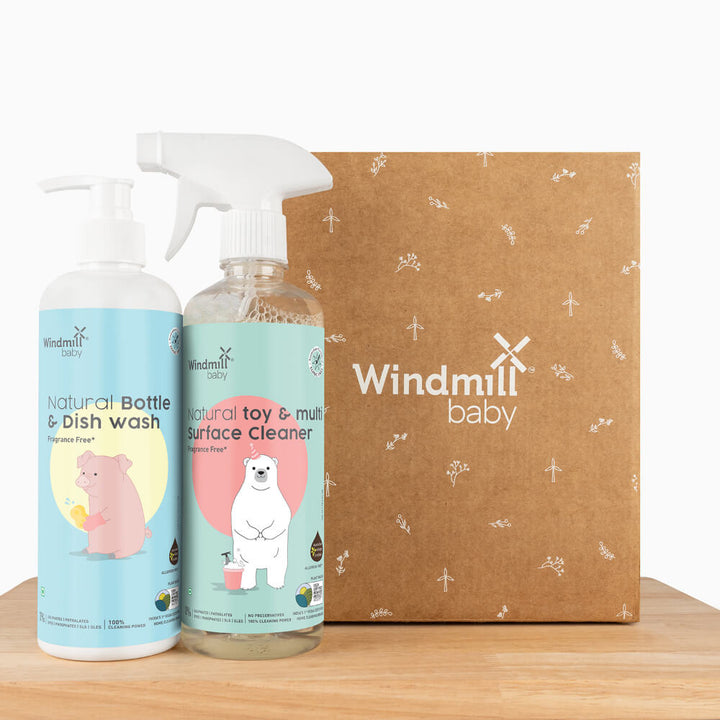 Windmill Baby Natural Cleanser Combo Bottle and Dish Wash 450ml + Toy Cleaner 450ml