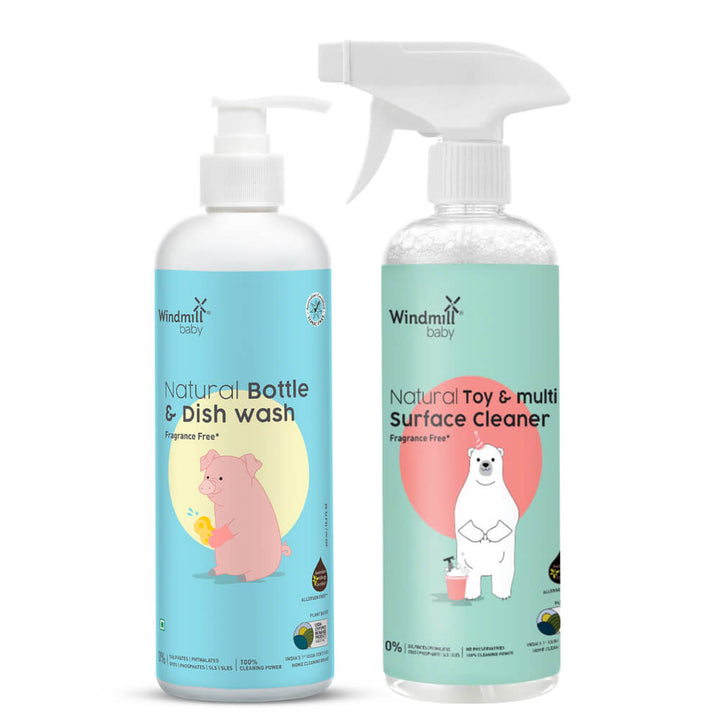 Windmill Baby Natural Cleanser Combo Bottle and Dish Wash 450ml + Toy Cleaner 450ml