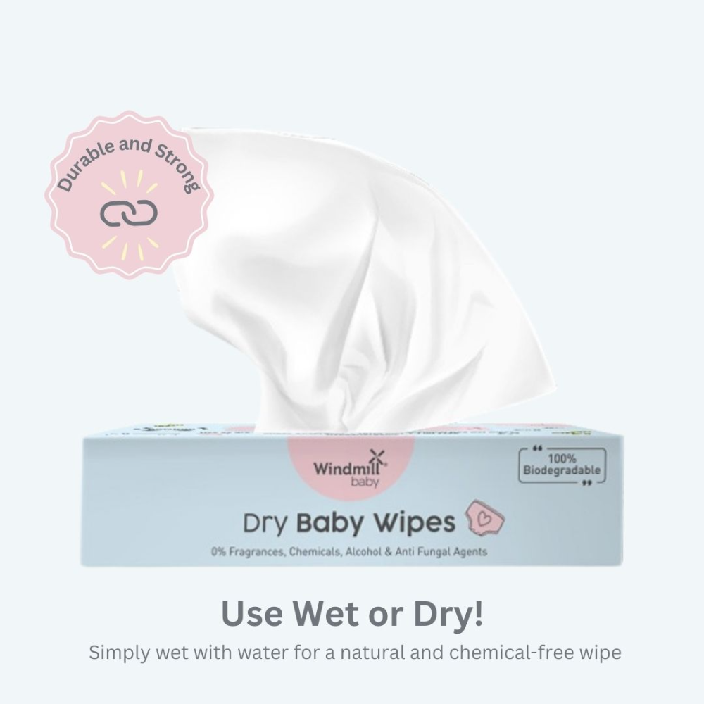 Windmill baby Natural Dry Baby Wipes, 72 count