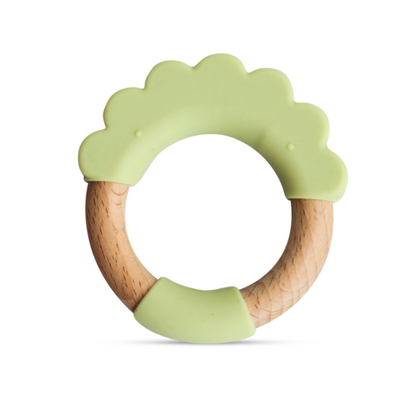 Little Rawr Wood Silicone Teether Ring Green