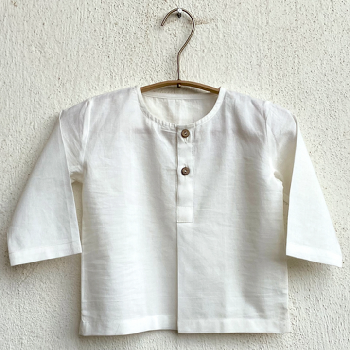 Whitewater Kids Unisex Organic Full Sleeve White Kurta Set