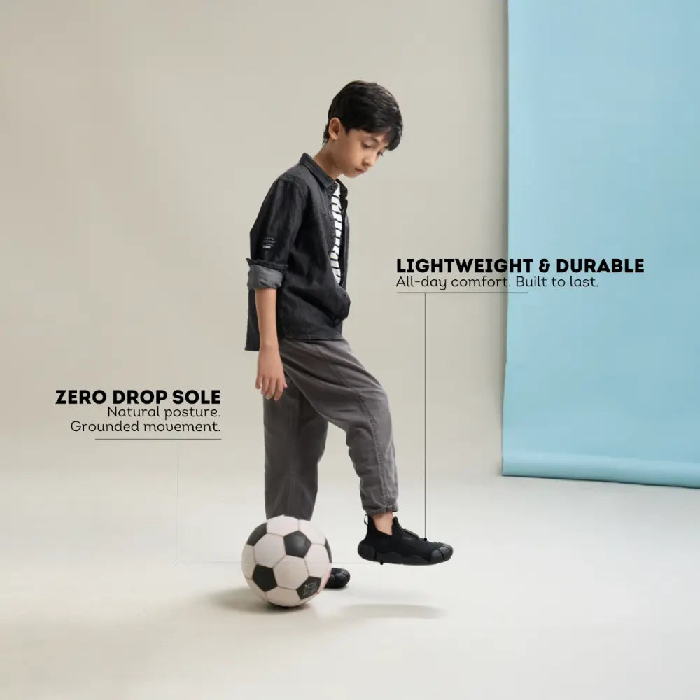 Aretto Leaps - All Black Kids Shoes