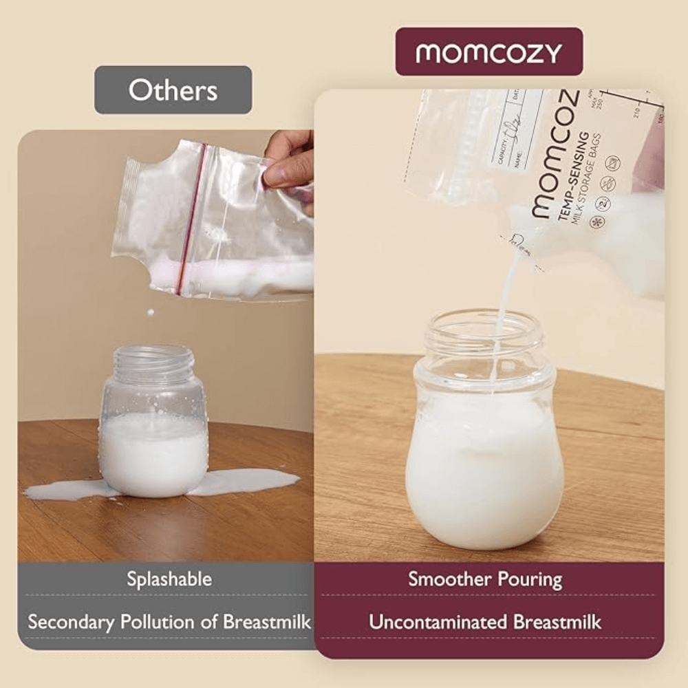 Momcozy Spout Breast Milk Storage Bags – 120 pcs (Transparent)