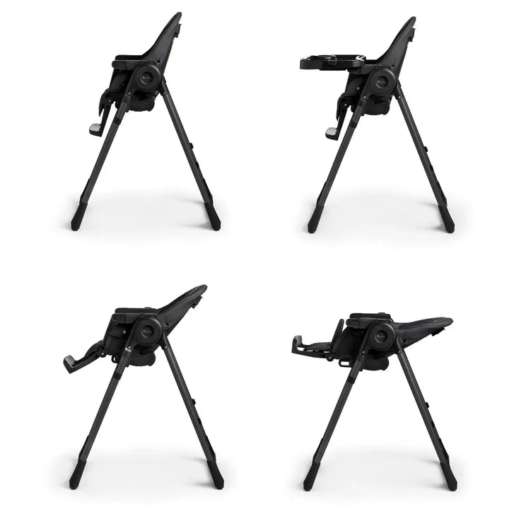 Silver Cross Gourmet High Chair|5 Position Recline|Adjustable Footrest|7 Height Positions|Super Lightweight|Birth to 36 months (15 Kg) - Black