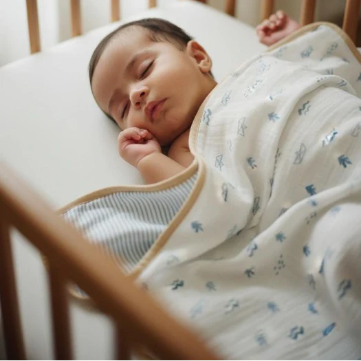 Masilo Organic Cotton Muslin Baby Blanket – Ultra Soft Breathable Lightweight Swaddle &amp; Stroller Blanket for Newborns and Infants - Sea Breeze