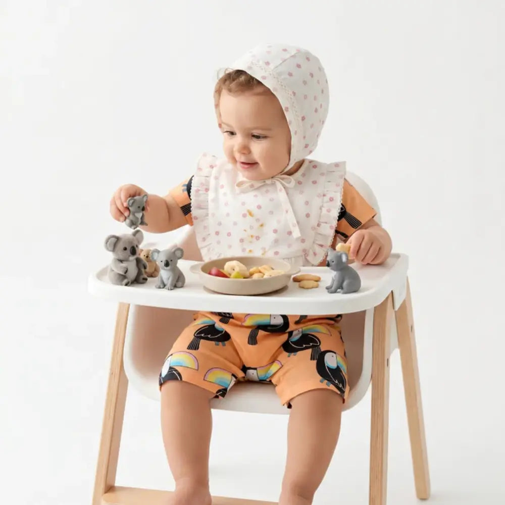 Sweetlime By As Organic Cotton Rosy Charm Bib &amp; Bonnet- White - 0-12M