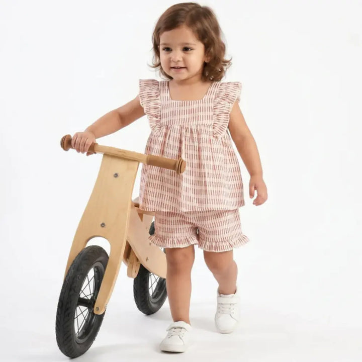 Sweetlime By As Candy Stripe Cotton Ruffle Summer Co-ord Set