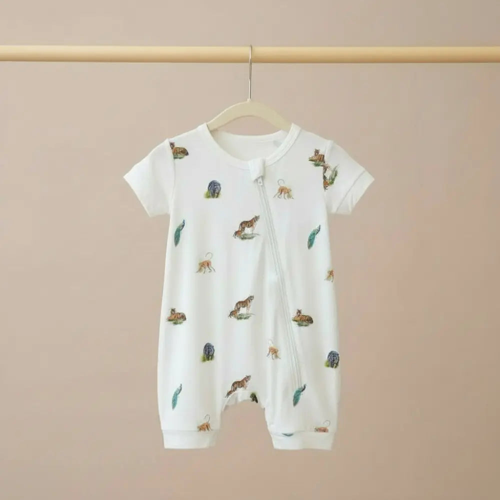 Bubz Bamboo Baby Romper - Soft Breathable Two-Way Zip - Wild Wonders