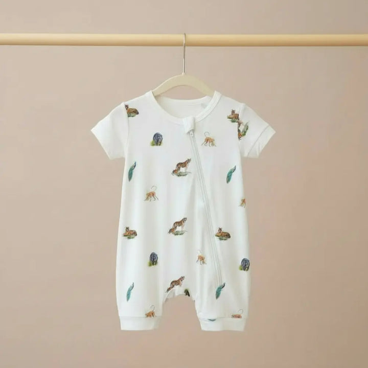 Bubz Bamboo Baby Romper - Soft Breathable Two-Way Zip - Wild Wonders