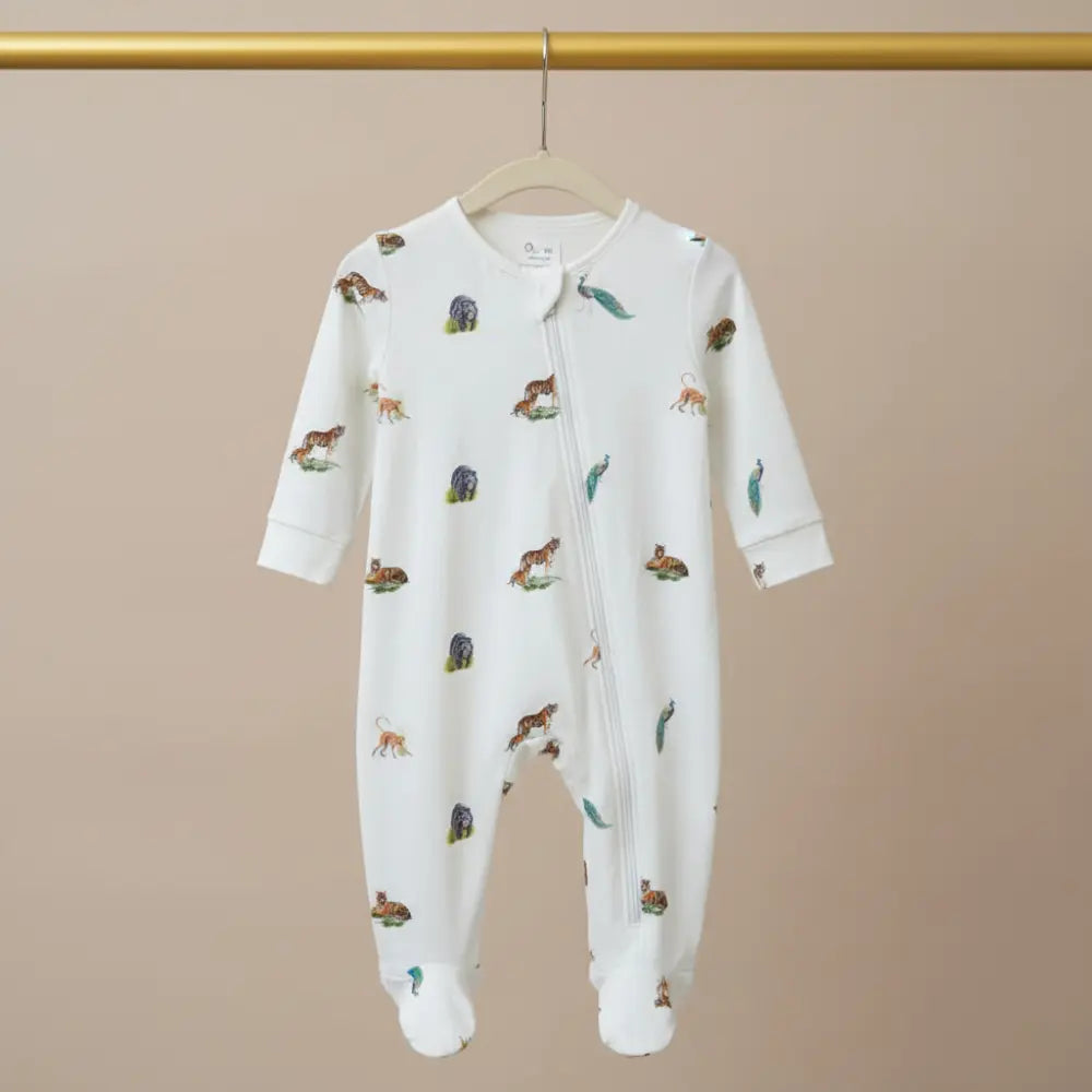Bubz Bamboo Baby Zipsuit - Two-way zip sleepsuit - Wild Wonders