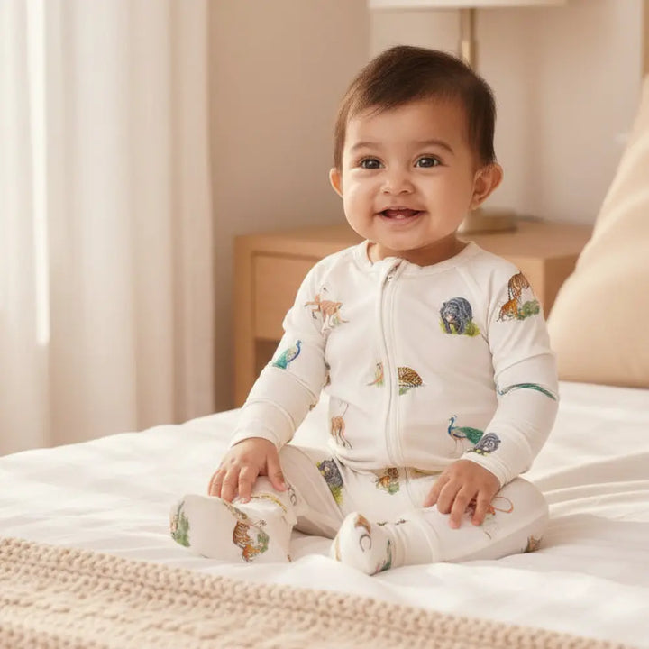 Bubz Bamboo Baby Zipsuit - Two-way zip sleepsuit - Wild Wonders