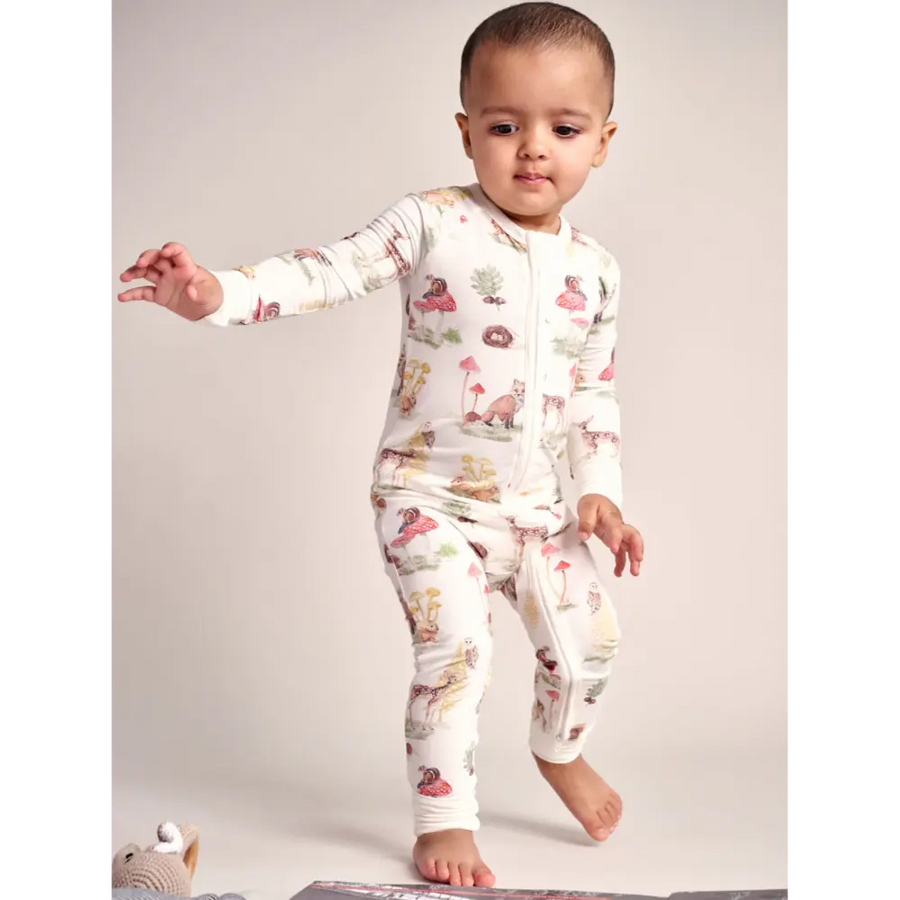 Bubz Bamboo Baby Zipsuit - Two-way zip sleepsuit - Woods