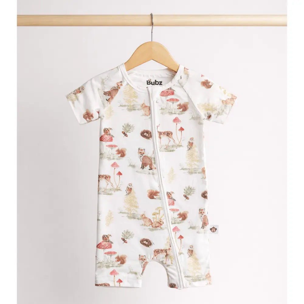 Bubz Bamboo Baby Romper - Soft Breathable Two-Way Zip - Woods