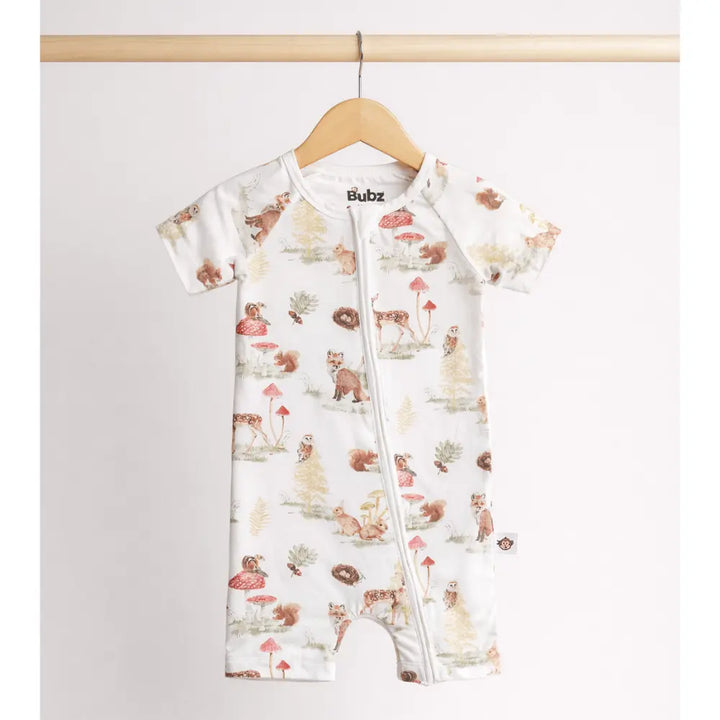 Bubz Bamboo Baby Romper - Soft Breathable Two-Way Zip - Woods