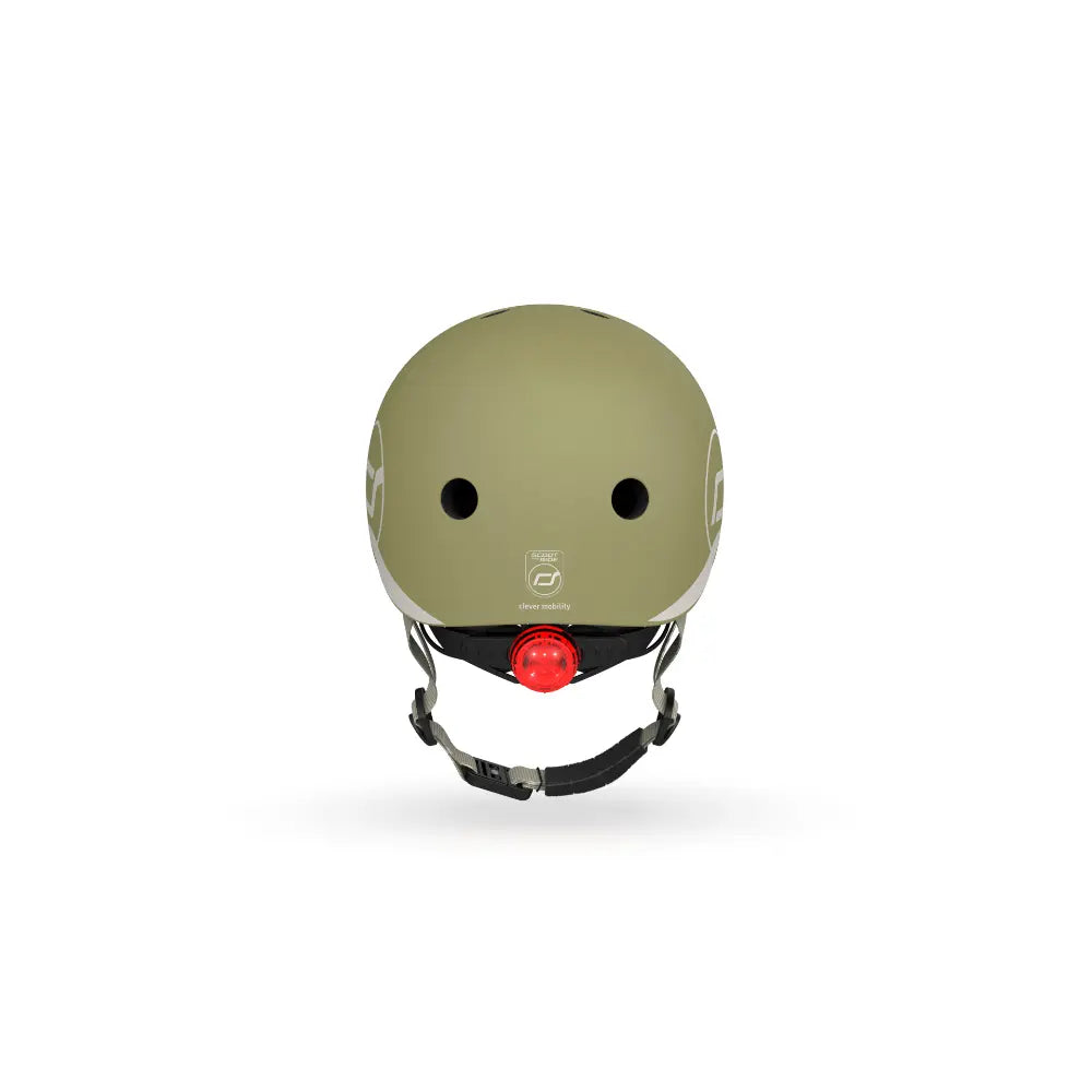 Scoot &amp; Ride Kids Helmet XXS-S (45-51 cm) | Lightweight Adjustable Helmet with LED Safety Light, Magnetic Buckle &amp; Ventilation | Toddler and Kids Helmet for Cycling, Scooting, Skating &amp; Outdoor Play - Olive