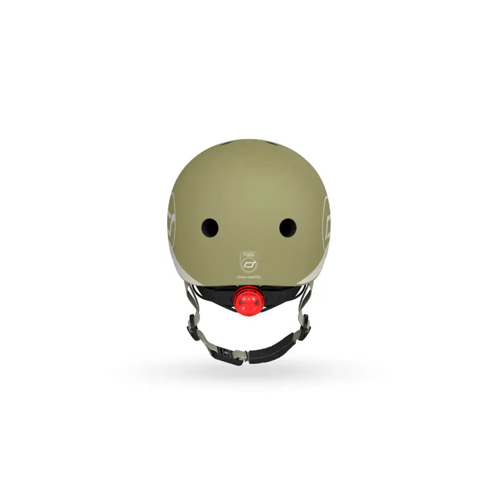 Scoot &amp; Ride Kids Helmet XXS-S (45-51 cm) | Lightweight Adjustable Helmet with LED Safety Light, Magnetic Buckle &amp; Ventilation | Toddler and Kids Helmet for Cycling, Scooting, Skating &amp; Outdoor Play - Olive