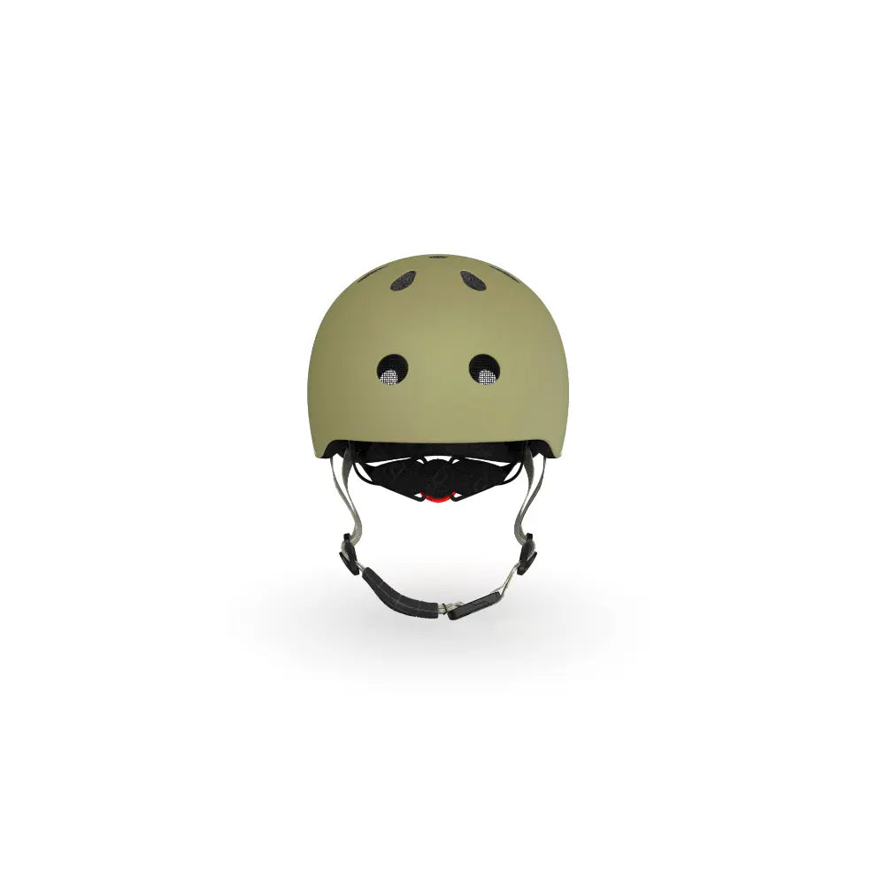 Scoot &amp; Ride Kids Helmet XXS-S (45-51 cm) | Lightweight Adjustable Helmet with LED Safety Light, Magnetic Buckle &amp; Ventilation | Toddler and Kids Helmet for Cycling, Scooting, Skating &amp; Outdoor Play - Olive