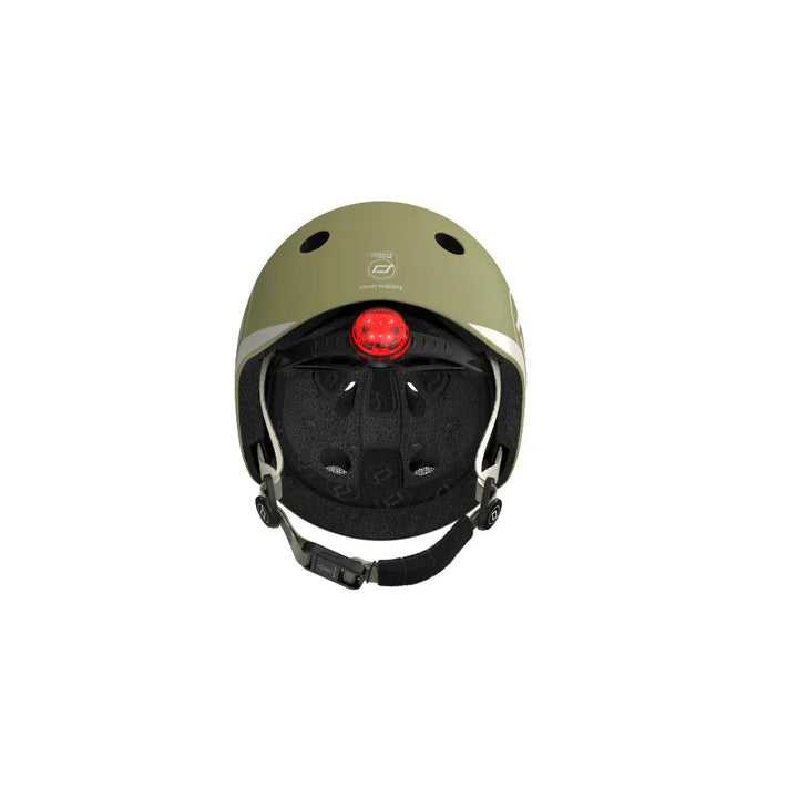 Scoot &amp; Ride Kids Helmet XXS-S (45-51 cm) | Lightweight Adjustable Helmet with LED Safety Light, Magnetic Buckle &amp; Ventilation | Toddler and Kids Helmet for Cycling, Scooting, Skating &amp; Outdoor Play - Olive