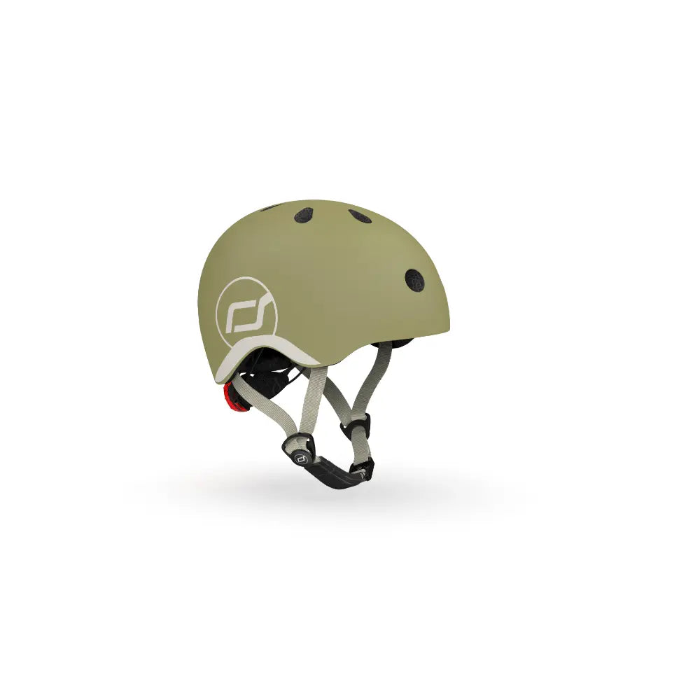 Scoot &amp; Ride Kids Helmet XXS-S (45-51 cm) | Lightweight Adjustable Helmet with LED Safety Light, Magnetic Buckle &amp; Ventilation | Toddler and Kids Helmet for Cycling, Scooting, Skating &amp; Outdoor Play - Olive