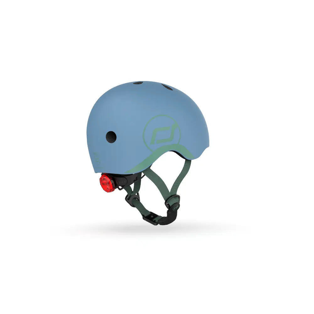 Scoot &amp; Ride Kids Helmet XXS-S (45-51 cm) | Lightweight Adjustable Helmet with LED Safety Light, Magnetic Buckle &amp; Ventilation | Toddler and Kids Helmet for Cycling, Scooting, Skating &amp; Outdoor Play - Steel