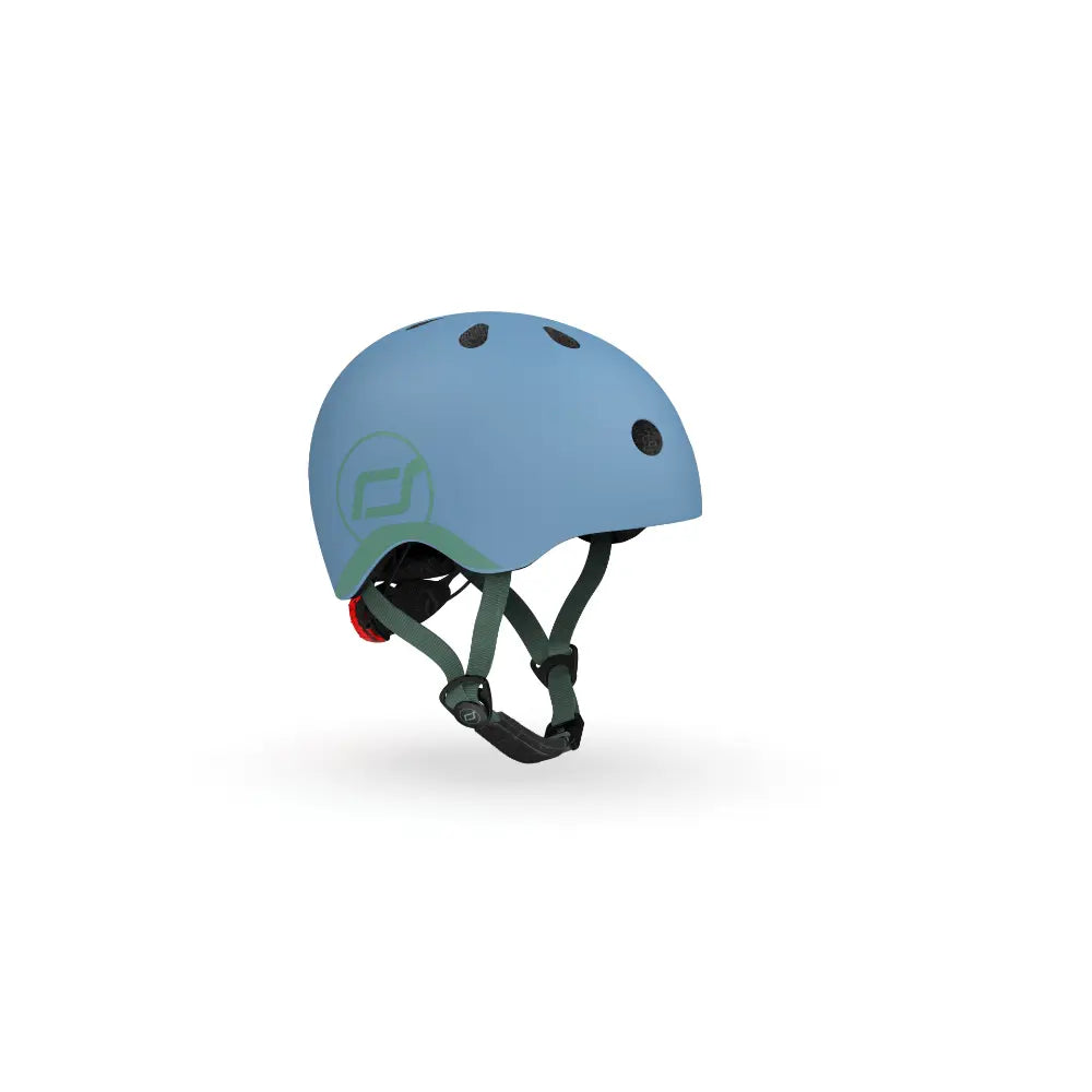 Scoot &amp; Ride Kids Helmet XXS-S (45-51 cm) | Lightweight Adjustable Helmet with LED Safety Light, Magnetic Buckle &amp; Ventilation | Toddler and Kids Helmet for Cycling, Scooting, Skating &amp; Outdoor Play - Steel