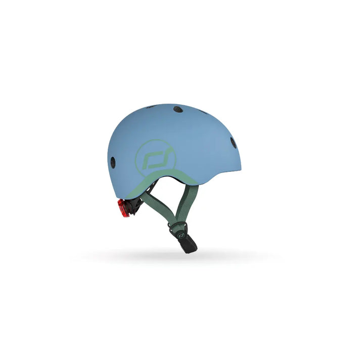 Scoot &amp; Ride Kids Helmet XXS-S (45-51 cm) | Lightweight Adjustable Helmet with LED Safety Light, Magnetic Buckle &amp; Ventilation | Toddler and Kids Helmet for Cycling, Scooting, Skating &amp; Outdoor Play - Steel