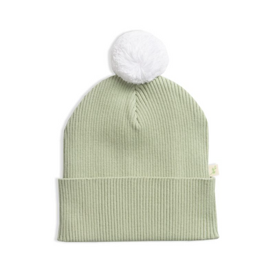 Tiny Twig Knitted Pom Pom Beanie Sage